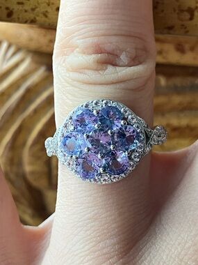 Natural Tanzanite Sterling Silver Ring Size 6